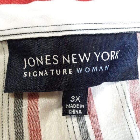 Jones New York Women's Button Down Shirt size 3X Red Stripes - Picture 4 of 10